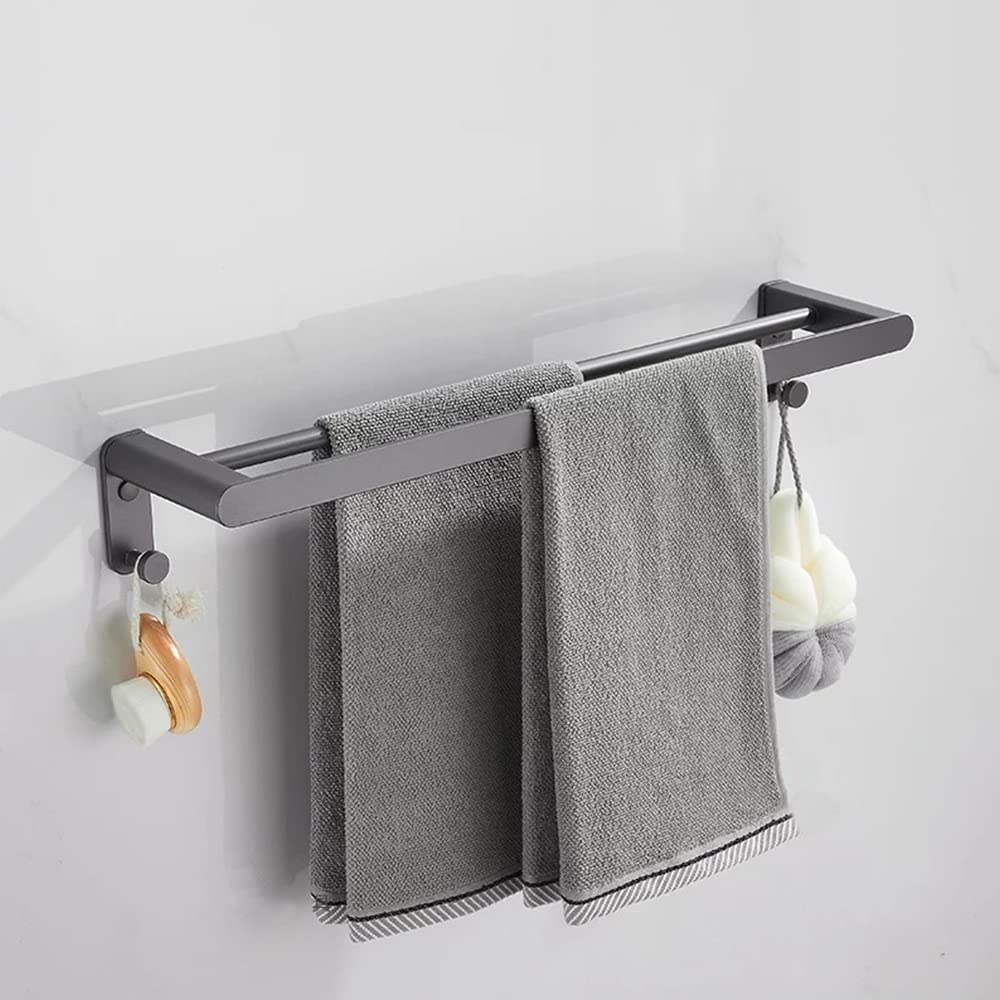 XYIANG Gunmetal Gray Bathroom Shelf Organizer Set Floating Shelves Shower Caddy Towel Rail Paper Holder Toothbrush Holder Multifunctional