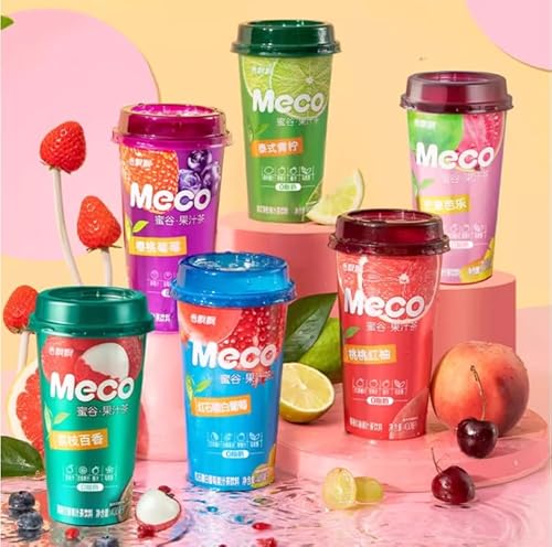 6種類味から選べる 香飄飄 meco 蜜谷果汁茶 果汁25% 中華飲料 中国産 お茶清涼飲料 ドリンク 蜜谷 果汁 飲料 香?? (6本, 香飄飄 桃桃紅柚)