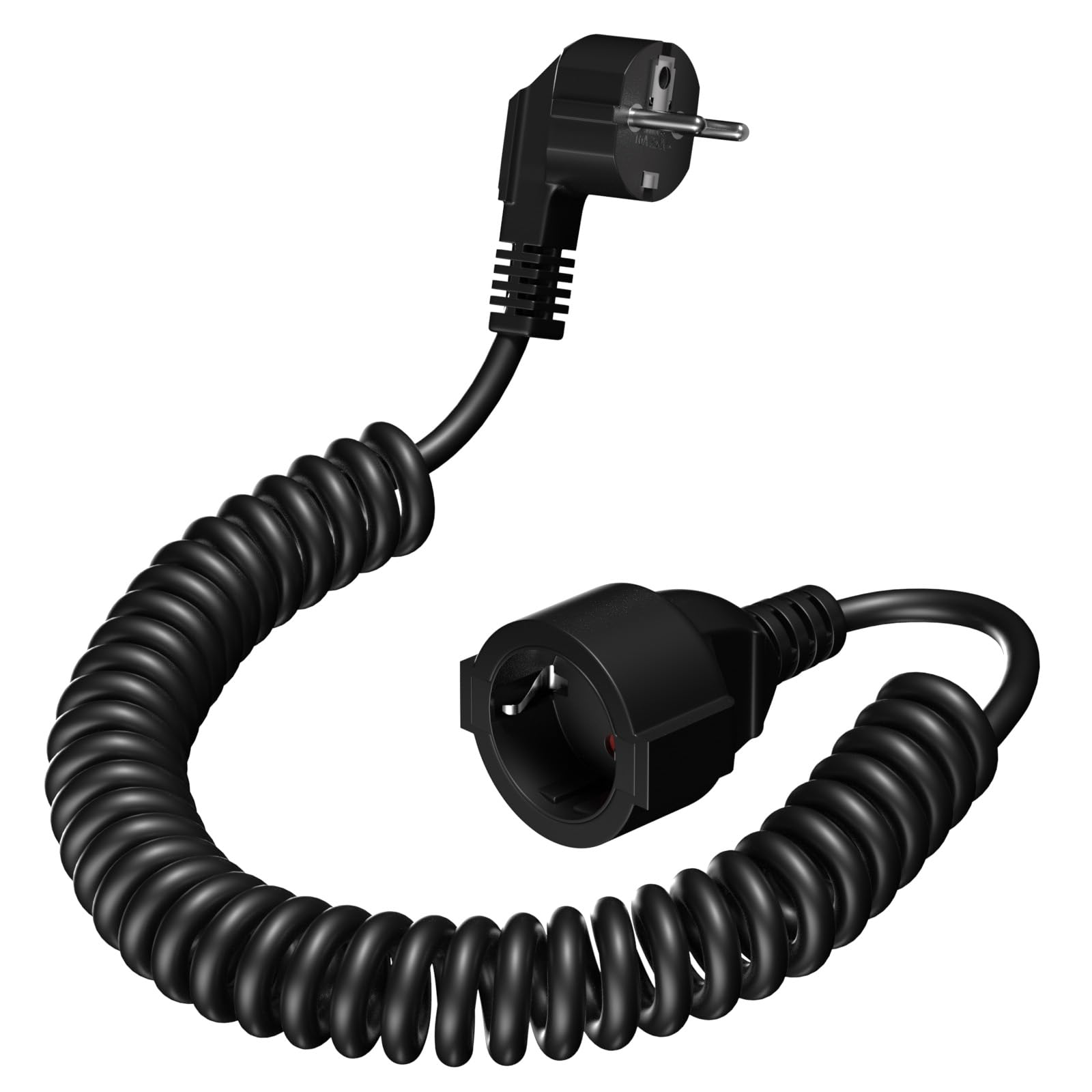 Cavo di prolunga da 5 m con 2 prese Schuko, cavo a spirale di prolunga da Cavo di prolunga da 5 m con 2 prese Schuko, cavo a spirale di prolunga da