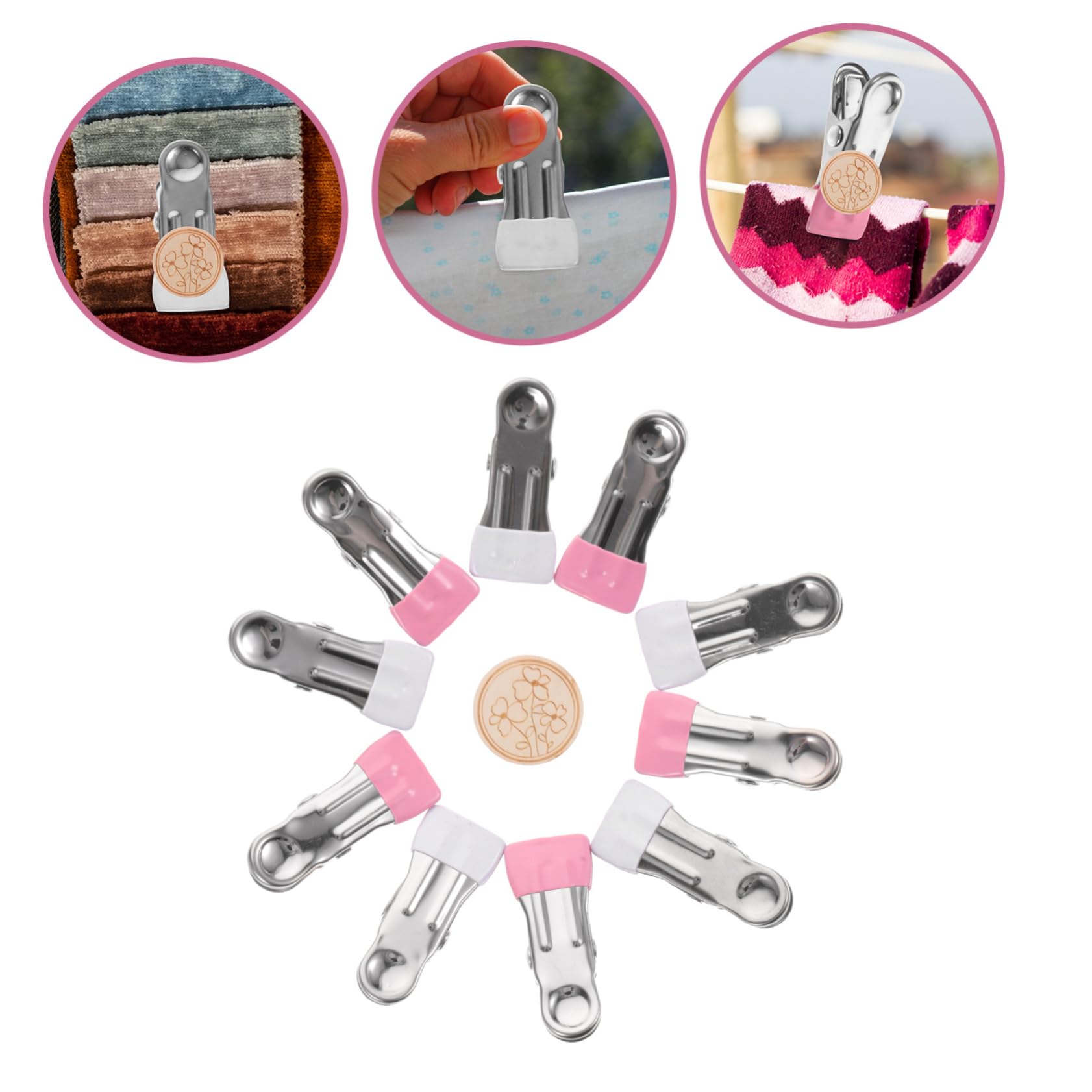 EXCEART 4 Set Fermagli Per Cucire Molletta Per Il Bucato Fermagli Per Calze in Metallo Costura Morsetti Per Sacchetti Di Trucioli Mollette Kit Da Cucito Acciaio Inossidabile Di Legno