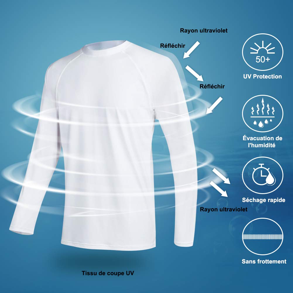 LBL Rashguards Homme Anti-UV UPF 50+ Séchage Rapide Coutures Plates pour Les Plein Air