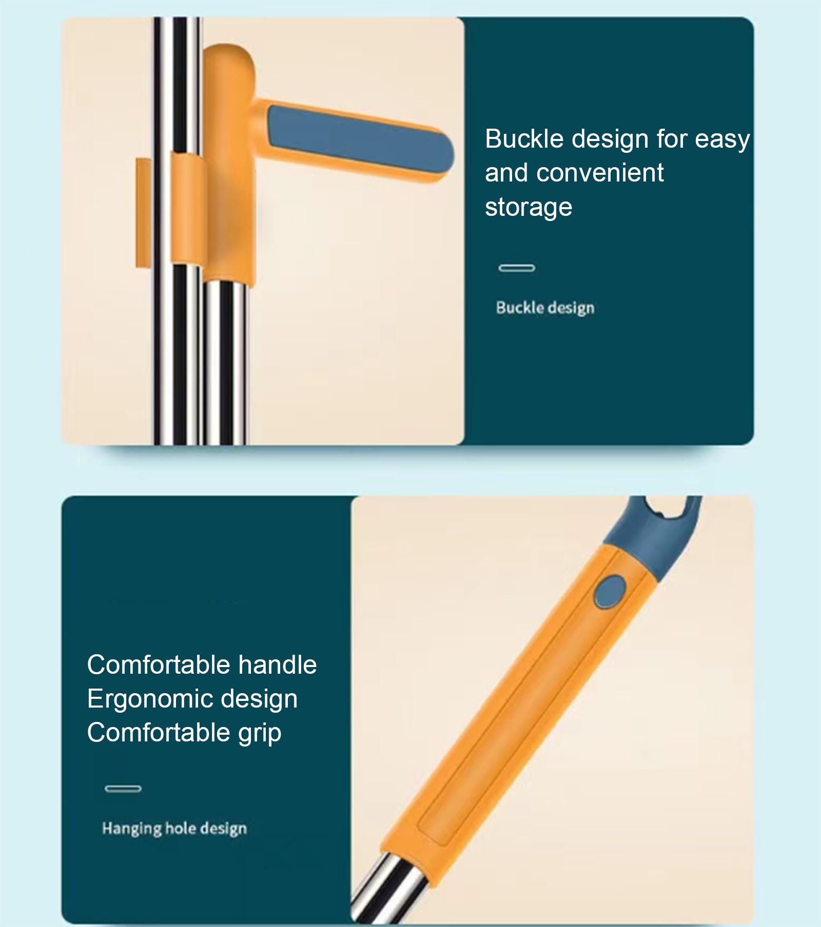 Escoba Plegable y Dustpan Set - Ahorro de Espacio Kit de Limpieza con cerdas Suaves, diseño antiestático para el Pelo de la Mascota y Pisos Duros,D