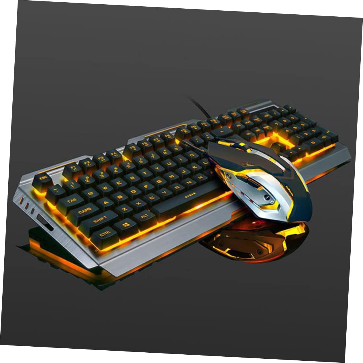 Set Tastiera Meccanica e Mouse Gaming USB Nero Retro | Retroilluminazione Led, Pulsanti Flottanti ad Alta Elasticità, Tasti Multimediali Fn+, Plastica Sabbiata