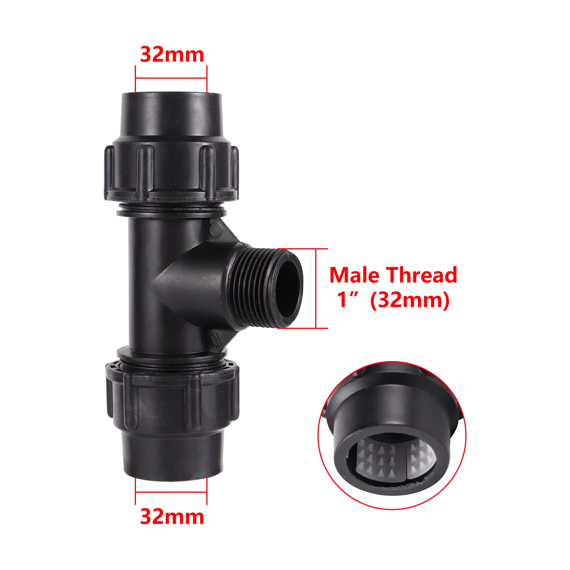 Armaturen für Bewässerungsrohre Schlauchverbinder, 25/32mmPEPipeLockingConnectorTeeFarmIrrigationSprinklerQuickPVCConnectionAccessories