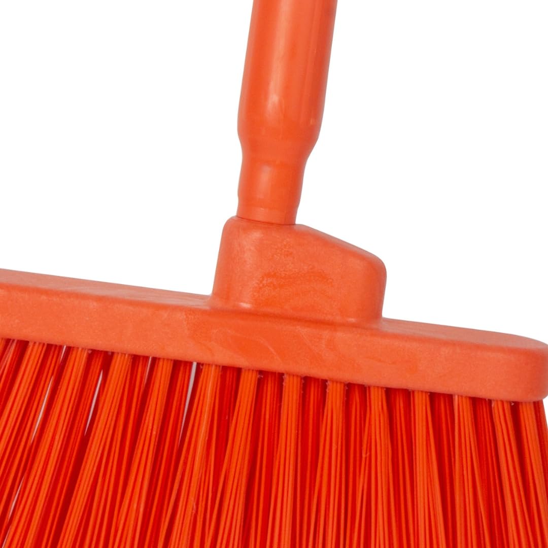 SPARTA 41083EC24 Plastic Color Coded Broom, Unflagged Bristles, Long Broom With Angled Head For Small Debris Cleaning, 56 Inches, Orange, (Pack of 12)