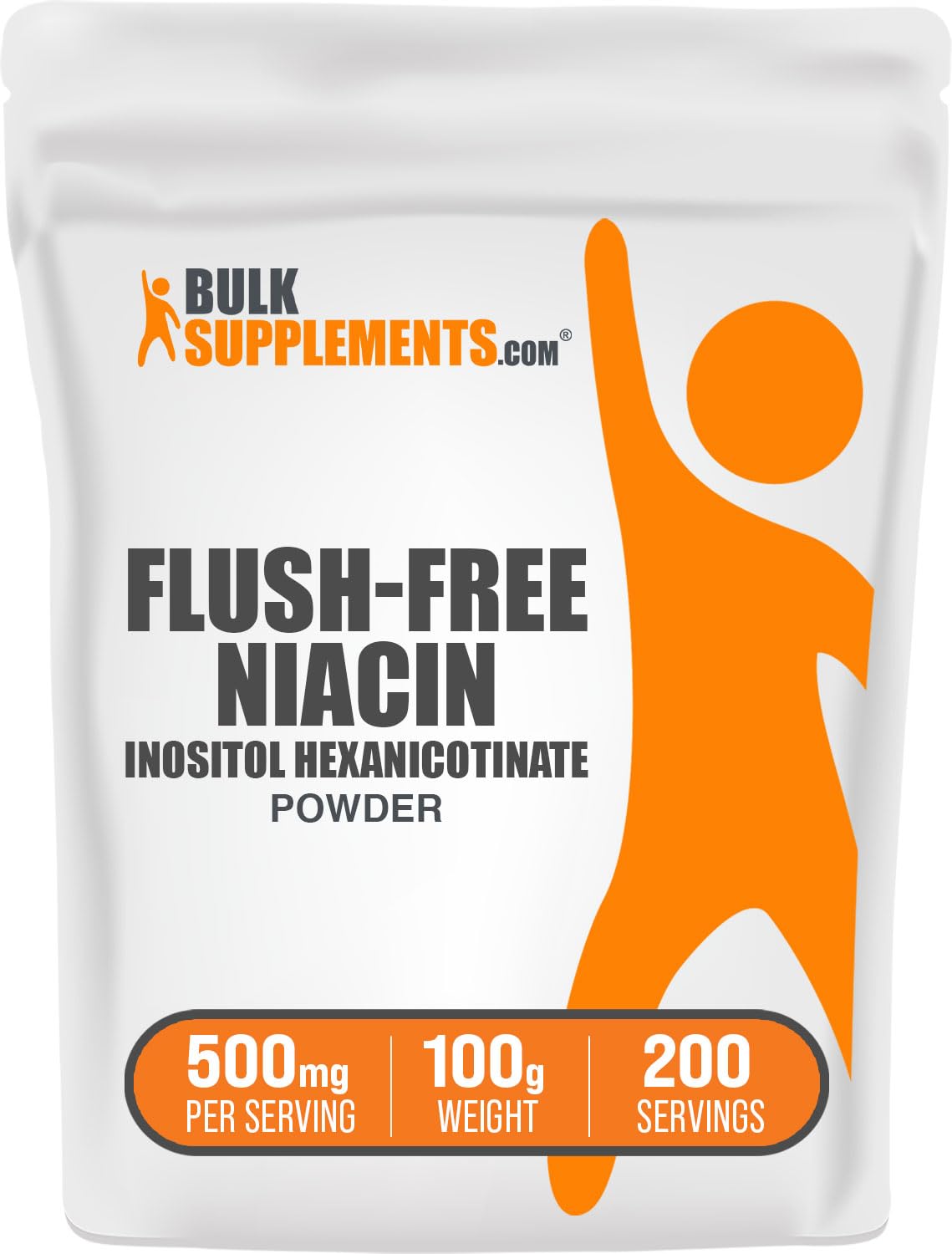 BulkSupplements.com Flush Free Niacin Powder - as Inositol Hexanicotinate, Vitamin B3 Supplement, Niacin 500mg Flush Free - Gluten Free, 500mg of per Serving, 100g (3.5 oz) (Pack of 1) 3.5 Ounce (Pack of 1)