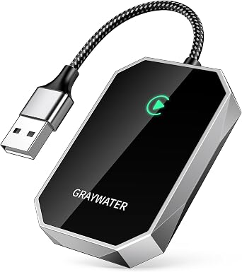 GRAYWATER Wireless CarPlay Adapter, Convert OEM Wired to Wireless Car Play Dongle Fit for Cars 2015& for Apple iPhone iOS 10+, Innovative Seamless Control Plug & Play, 2024129