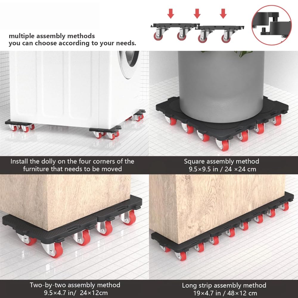 Kit di trasloco per mobili, resistente, con barra di sollevamento e 4 carrelli con ruote, capacità di 199,6 kg, per spostare facilmente divani, frigoriferi, armadi