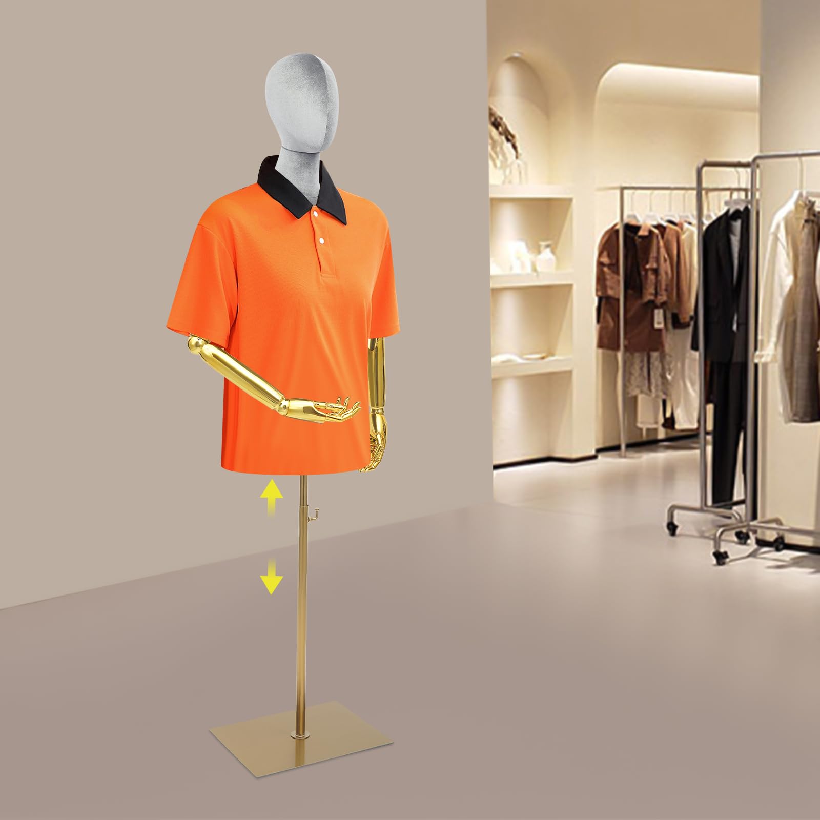 Busto sartoriale da donna, regolabile, 150-200 cm, manichino con braccia articolate e dita, manichino per pantaloni e vestiti, manichino rimovibile con base in metallo per sarti