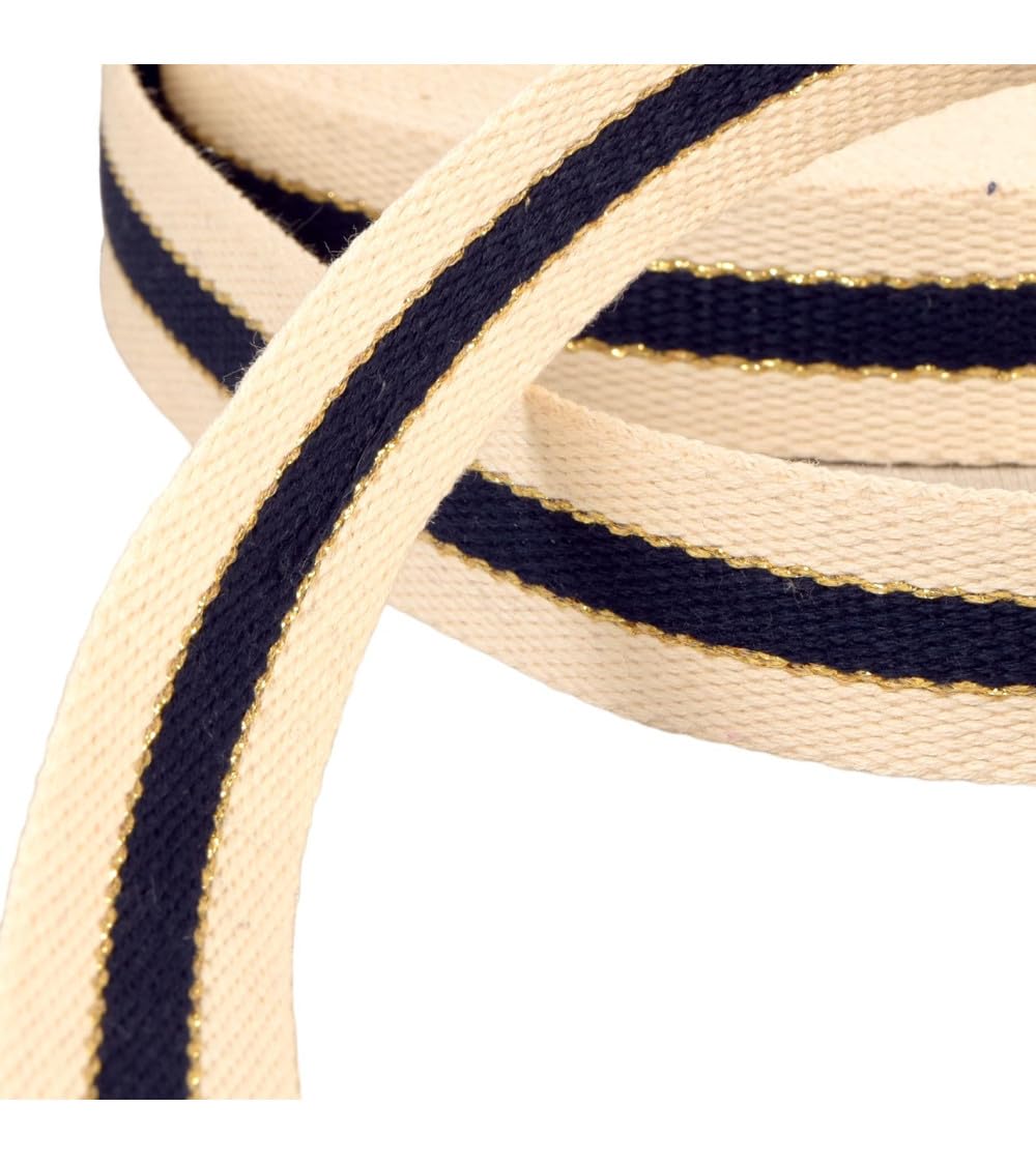 Sangle coton bleu marine 30mm fil métal en bobine de 20m anti affaissement