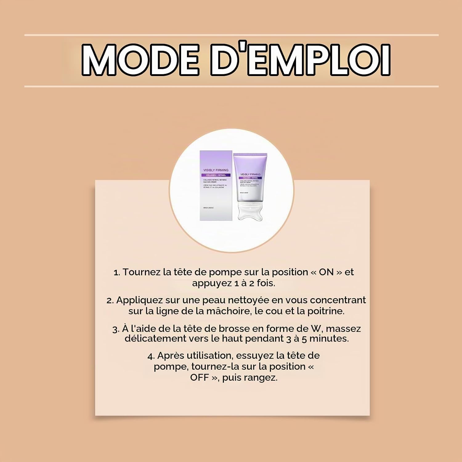 Gua Sha Refinant Visibly Firming Cream - Collagen + Retinol. | Nawilżenie i ujędrnienie skóry | Krem do marszczenia szyi Collagen Gua Sha, wbudowany masażer Gua Sha z Volufiline 5%