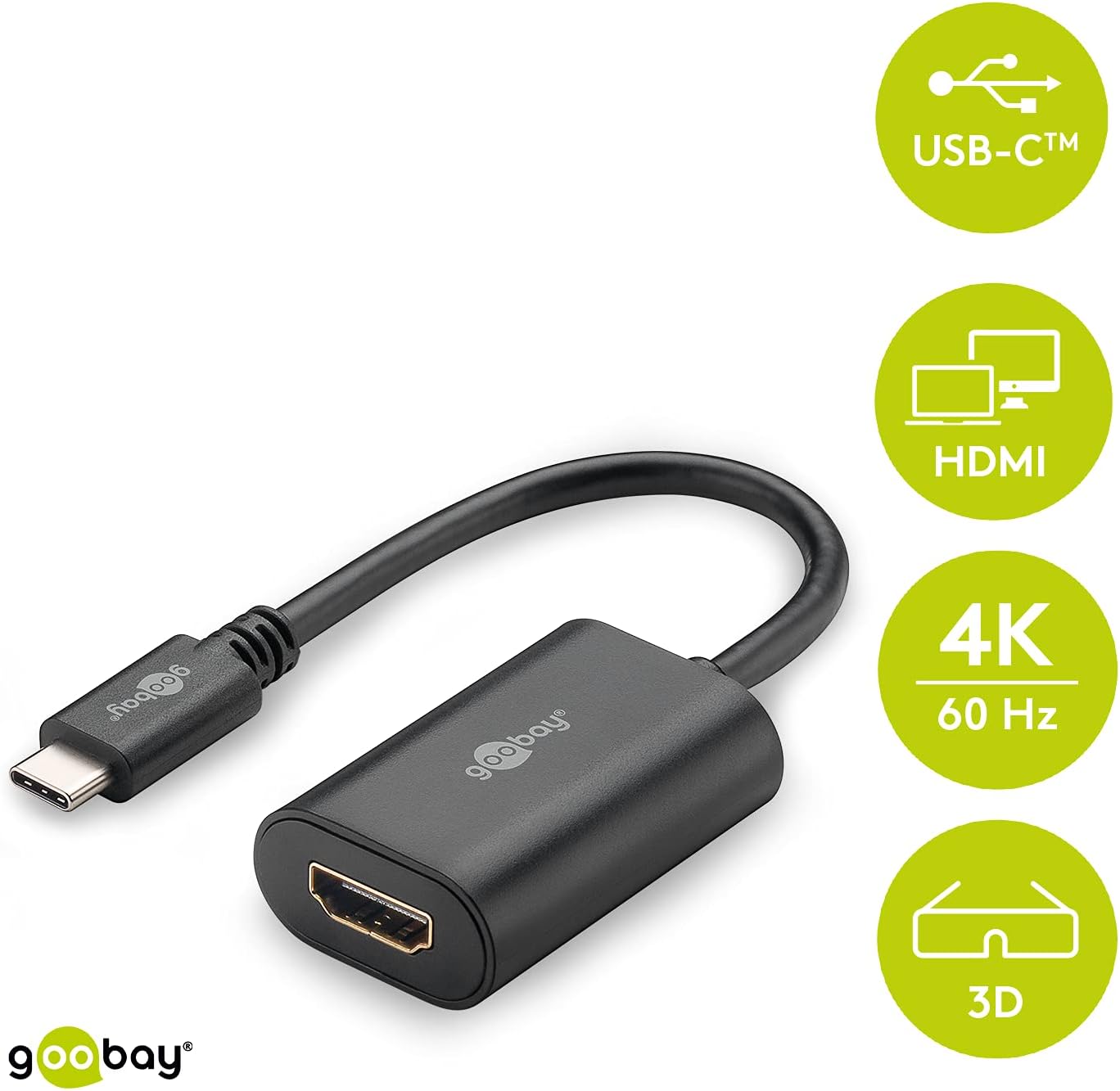 goobay 38532 HDMI Adapter, 4k, 60 Hz, Black