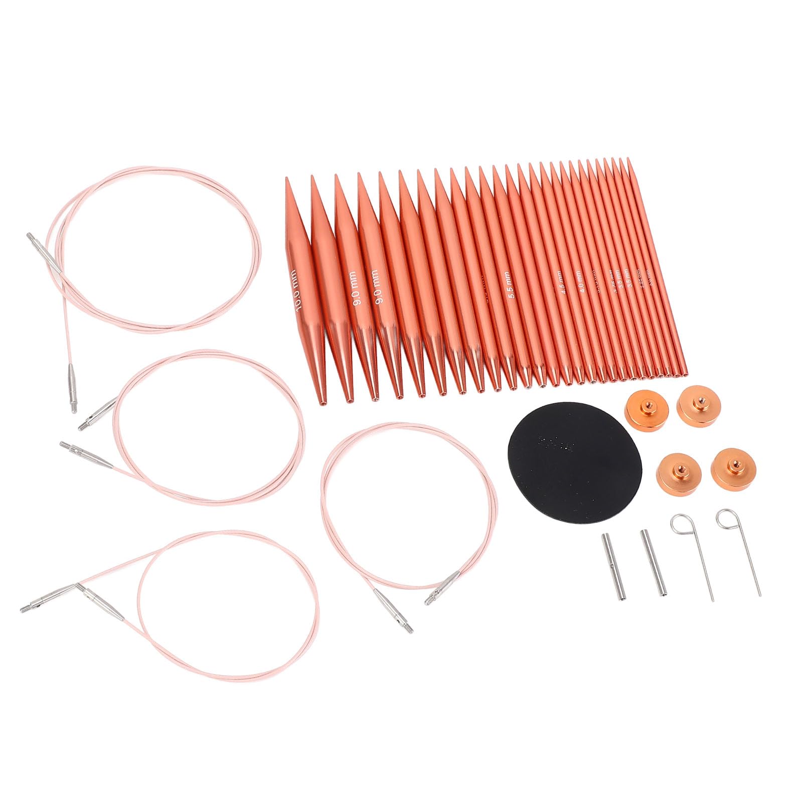 Hamwesh Agujas de Tejer Circulares Intercambiables, 13 Tamaños de 3,0 Mm a 10,0 Mm Juego de Agujas de Tejer Desmontables de Aluminio, Accesorios de con Cables Flexibles y Estuche de Transporte para