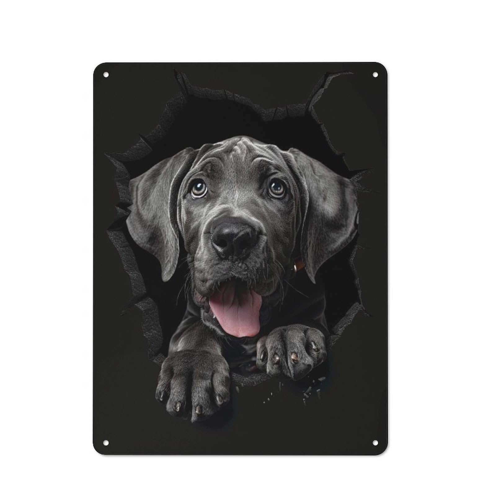 Junmoney Great Dane Rustic Metal Wall Sign 40X30cm For Home Office Or Studio, For Garage, Workshop And Man Cave Decoration