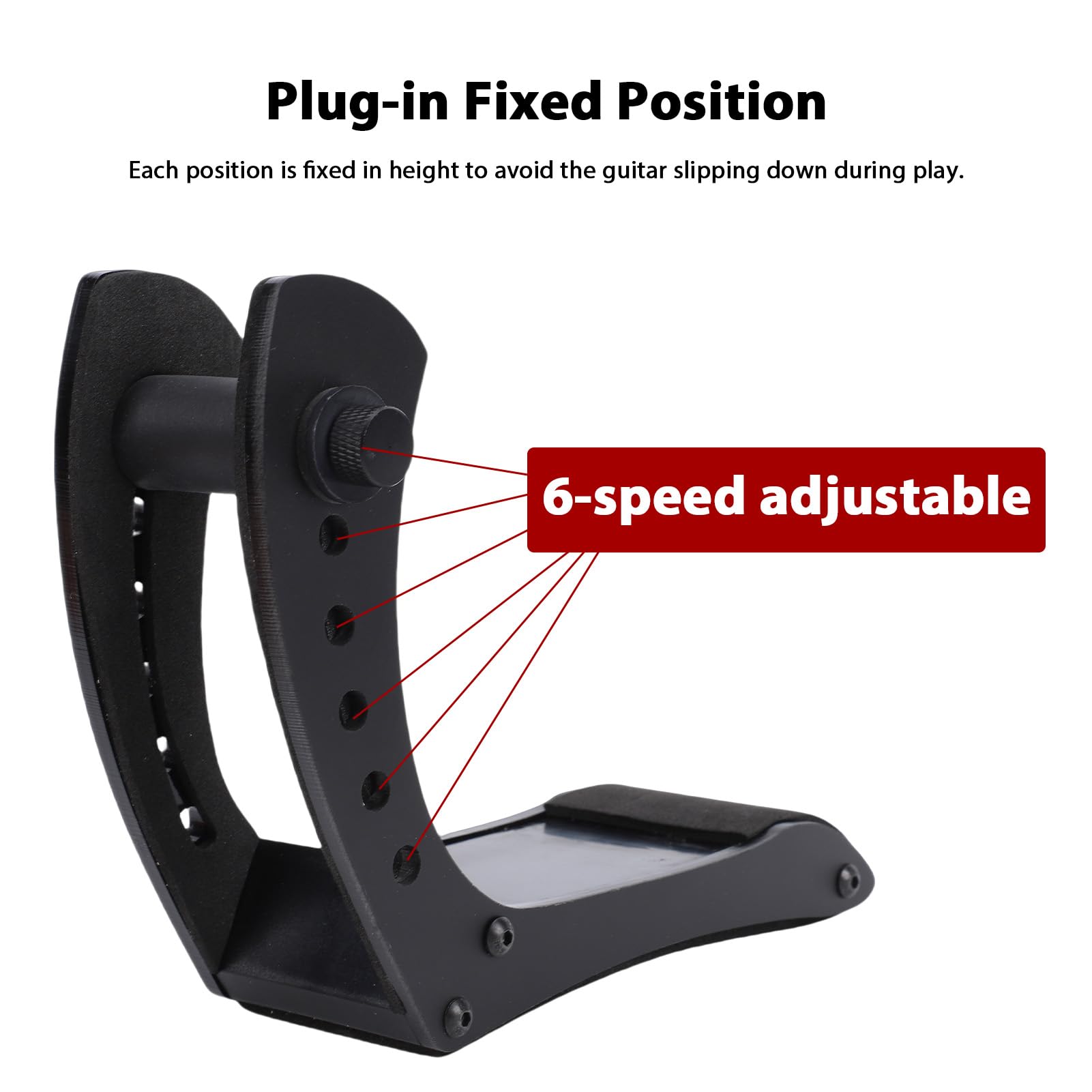 Greensen Soporte para Guitarra Eléctrica, Abrazadera de Acrílico con Almohadillas de Espuma, Ajuste de Altura en 6 Posiciones, de Bloqueo por Enchufe, para Guitarras Eléctricas de (BLACK)