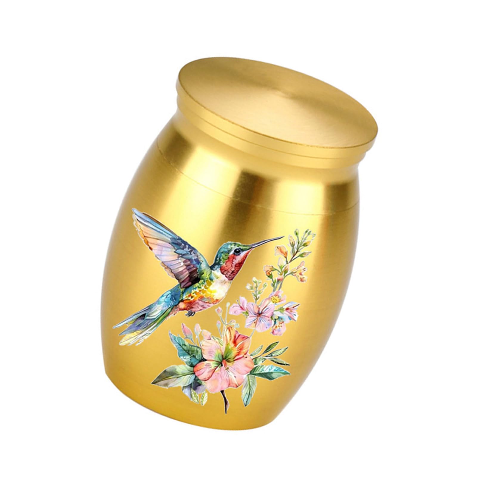 HZBB Aluminum Alloy Cremation Container with Artistic Detailing Ideal for Home Memorials Otherwise Scattering Ceremonies Tinged Bird Aluminum Alloy Cremation Jar