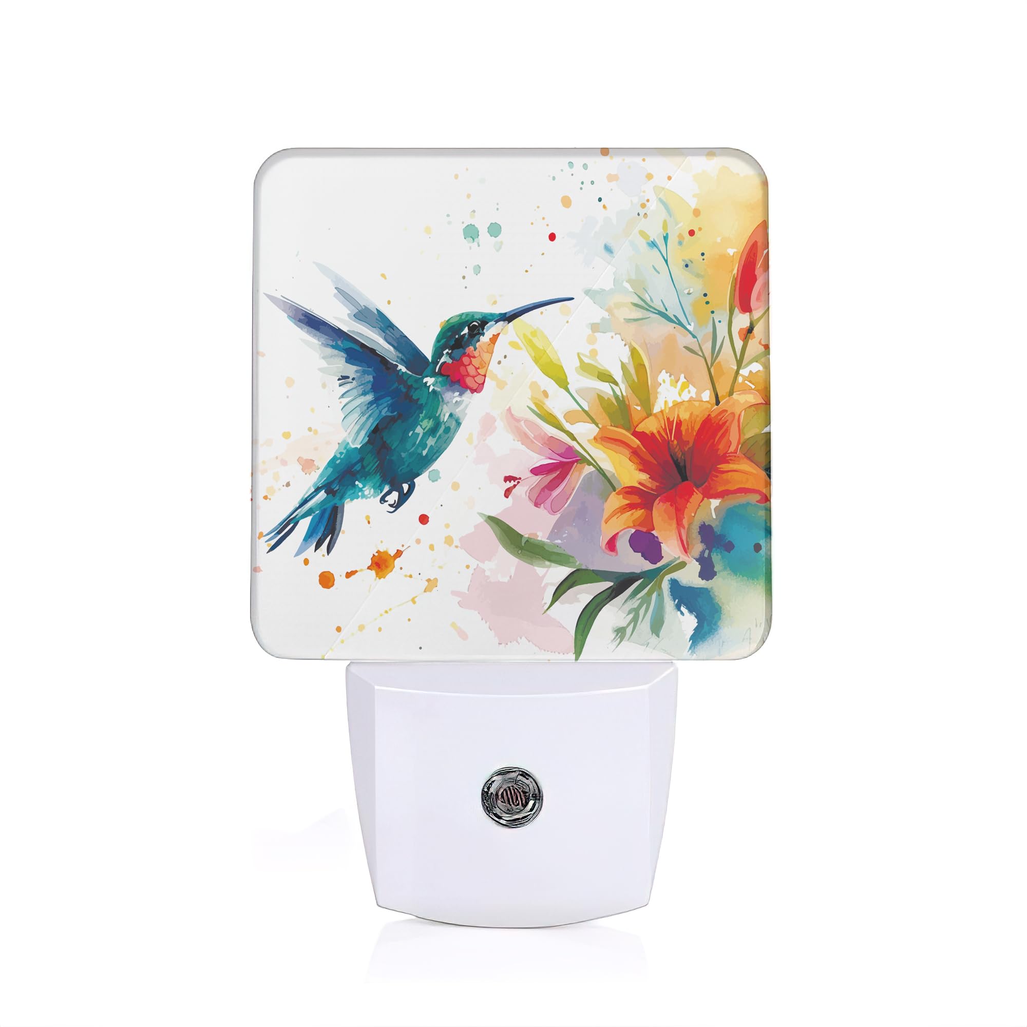YASHILAIYA Hummingbird Night Light,Vivid Flowers Watercolor Night Lights Plug into Wall Night Lights for Boys Girls Gifts for Stairway Hallway Bedroom