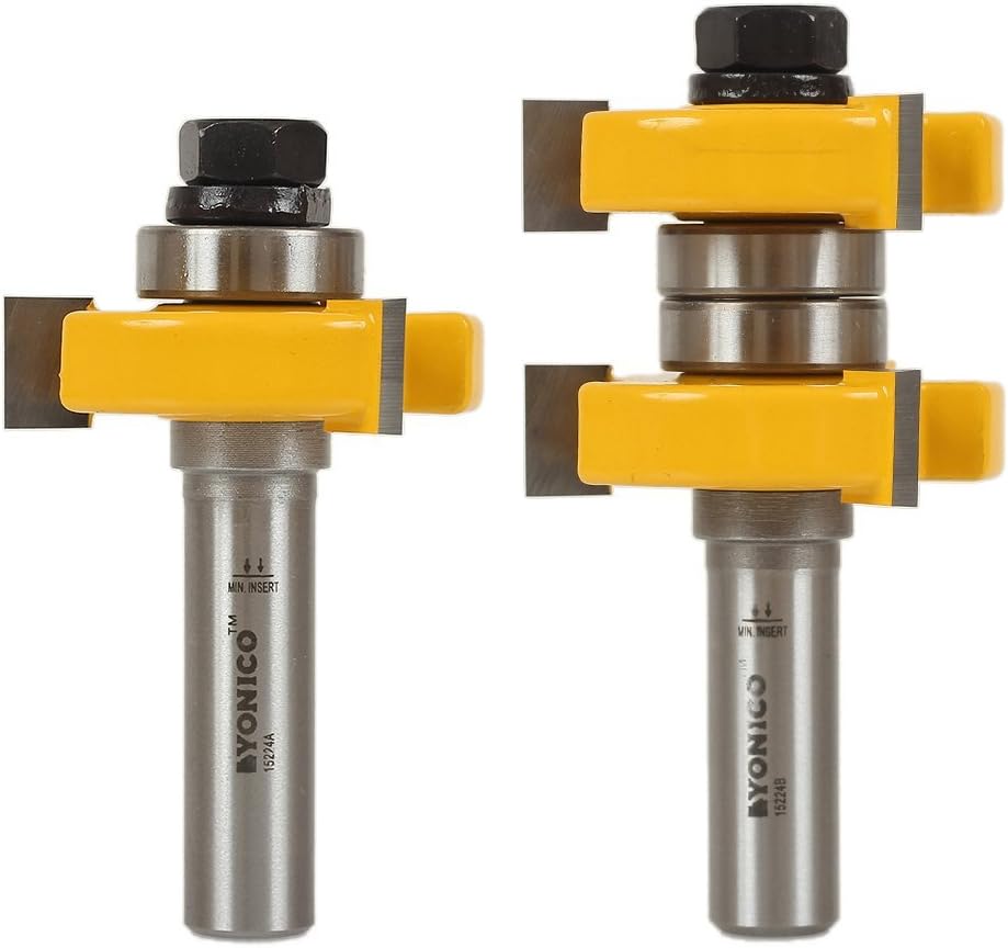YONICO Router Bits Tongue & Groove Set 1-1/2-Inch 2 Bit 1/2-Inch Shank ...