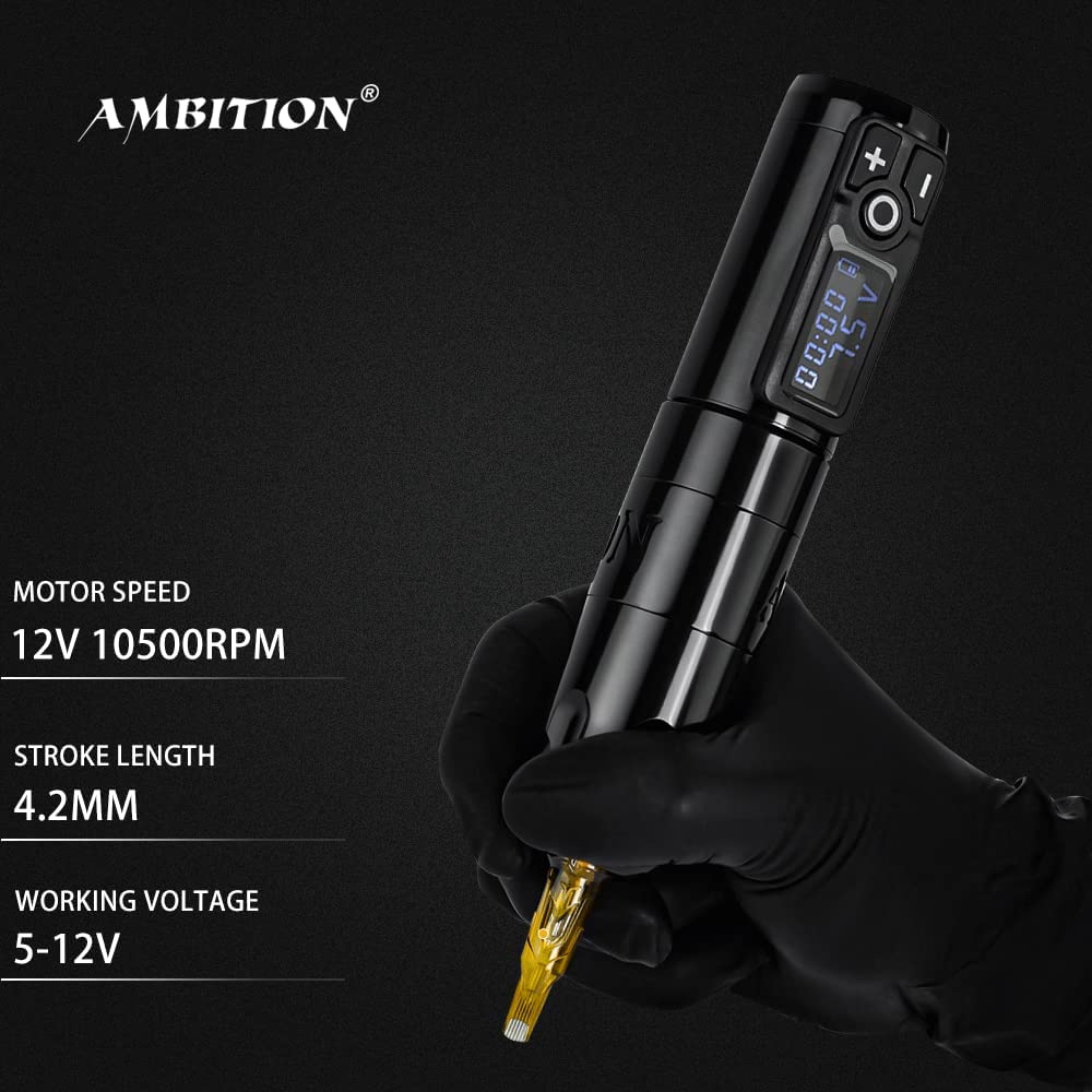 Ambition Soldier Wireless Tattoo Machine Kit Complete Rotary Coreless Motor  Tattoo Pen Kit with Extra 1950mAh Battery 80pcs Premium Mixed Size Cartridge  Needles Supply for Professional Tattoo Artist