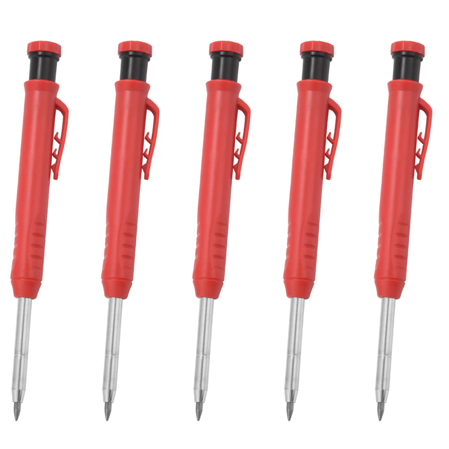 Jnchdghwa Red 5X Deep Hole Marker Premium Mechanical Pencil Marker With Integrated Sharpener-For Wood, Metal,Stone I Drill Hole Marker