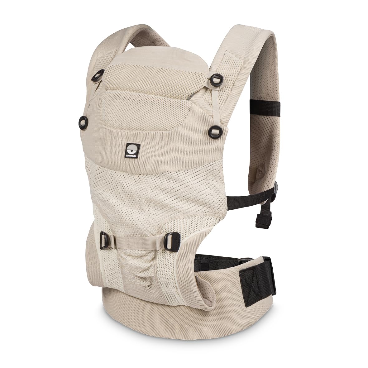 Dooky Carrier Terra Nova, Babytrage Neugeborene ab Geburt, Ergonomische Babytrage 0-3 Jahre, 3.5-15 KG, M-Position, 3 Tragepositionen: Bauchtrage und Rückentrage, Baby Carrier, Atmungsaktiv, Beige