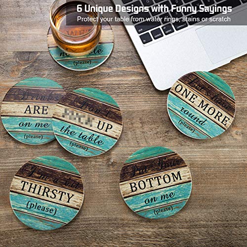 Ceramic-Coasters-for-Drinks-Absorbent-Esur-Rustic-Farmhouse-Stone-Coaster-Set-of-6-with-Metal-Holder-for-Wooden-Table-Protection-Funny-Style-for-Bar-Home-Decor-Housewarming-Gift Ceramic Coasters for Drinks Absorbent Esur Rustic Farmhouse Stone Coaster Set of 6 with Metal Holder for Wooden Table Protection Funny Style for Bar Home Decor Housewarming Gift