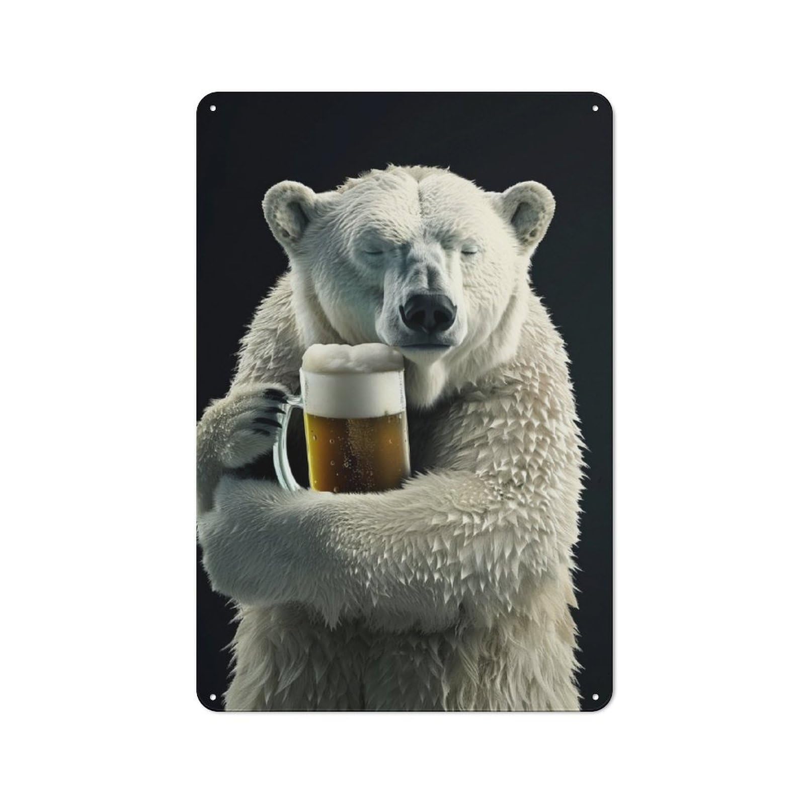 Junmoney Polar Bear Rustic Tin Wall Plaque 30X20cm For Studio Or Craft Room, For Garage, Workshop And Man Cave Decoration
