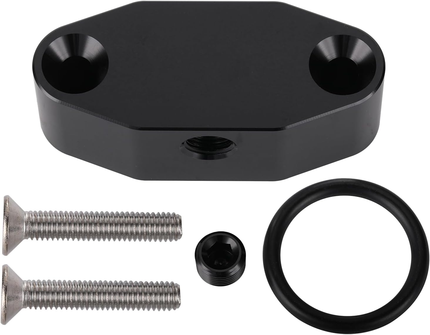LS 1/8 NPT 90 Degree Turbo Oil Feed Line Adapter Oil Supply Port Plate Black