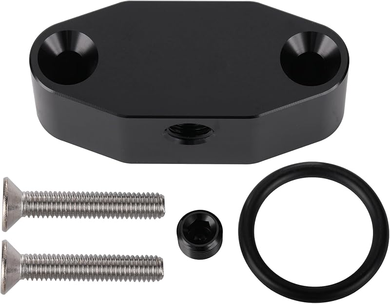 Adaptador de placa para alimentação de óleo de turbo LS Podavelle 1/8 NPT, 90° preto – Kit