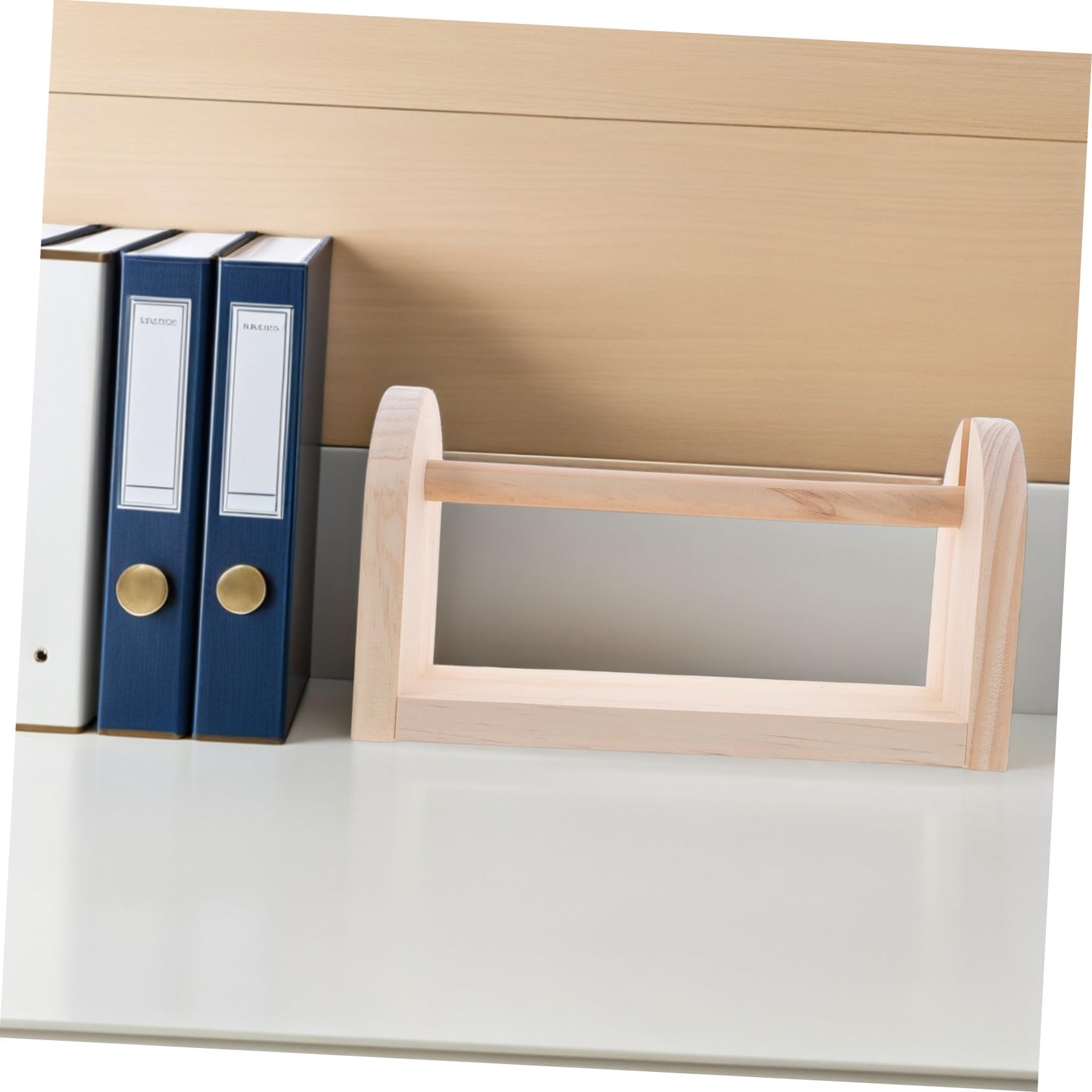 Dispenser Nastro Adesivo in Legno per Scrivania Porta Nastro da Tavolo Stabile e Multifunzionale Supporto per Piccoli e Grandi Organizer per Casa e Ufficio Design Naturale