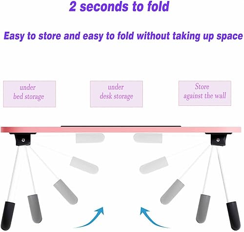 Miniatura 2 de YQ WHJB Escritorio multifuncional para laptop, soporte para portátil, bandeja plegable portátil, mesa de cama con cajón de almacenamiento y soporte