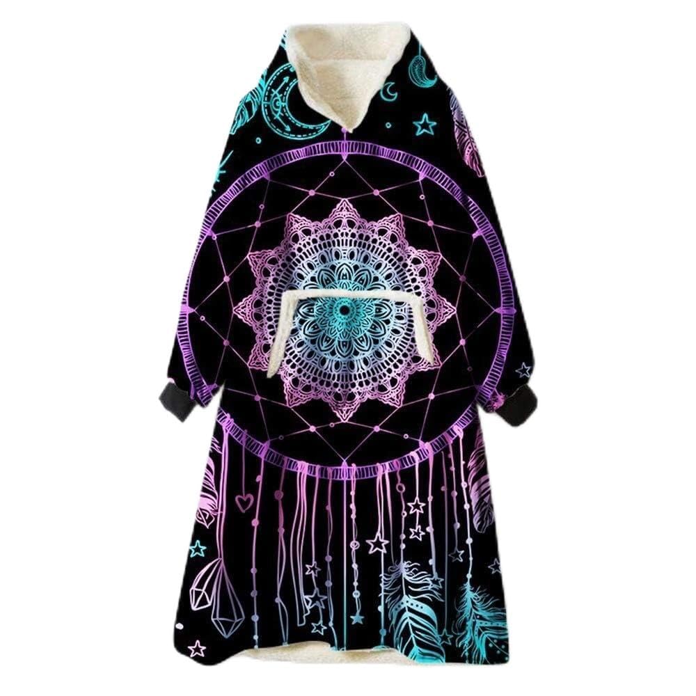 Manta con capucha para noches frías de sofá en talla única azul morado