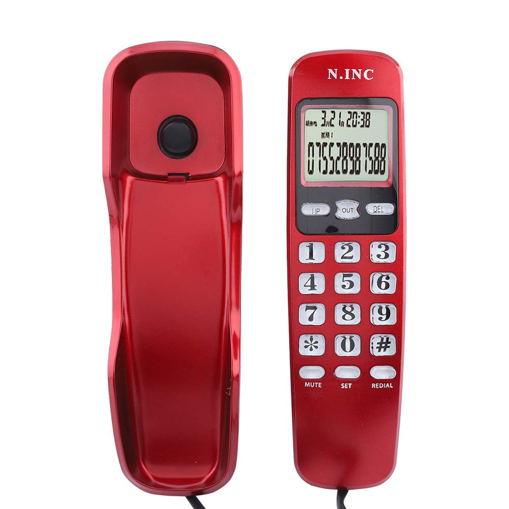Wall Telephone, Landline Phone for Home, Wired Desktop Telephone with LCD Display, Caller ID, DTMF FSK Dual System (Red)-image-38
