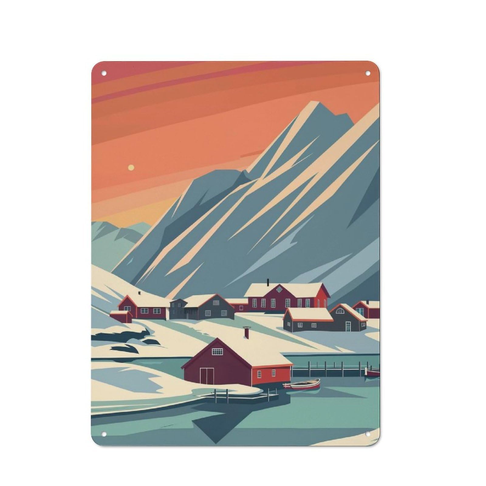 Junmoney Svalbard 40X30cm Industrial-Style Tin Sign With For Hallway Wall, A Metal Wall Feature For A Newly Arranged Hallway