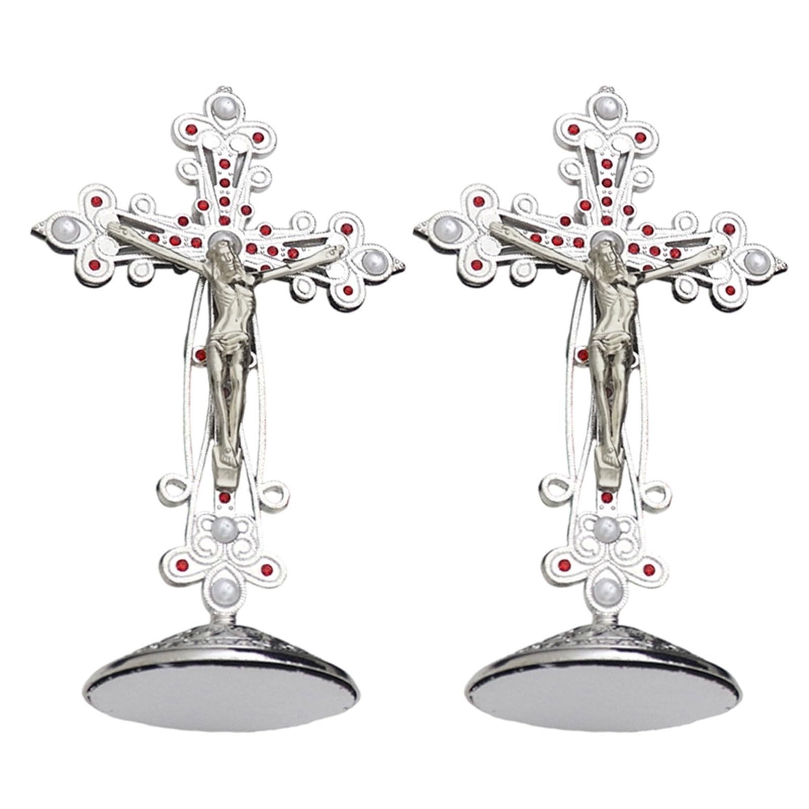 Kalttoy Catholic Crucifix with Base Metal Standing Crosses for Home Decors Religious Gift Jesuses Christs Statue Standing Crosses for Altars/table Decors