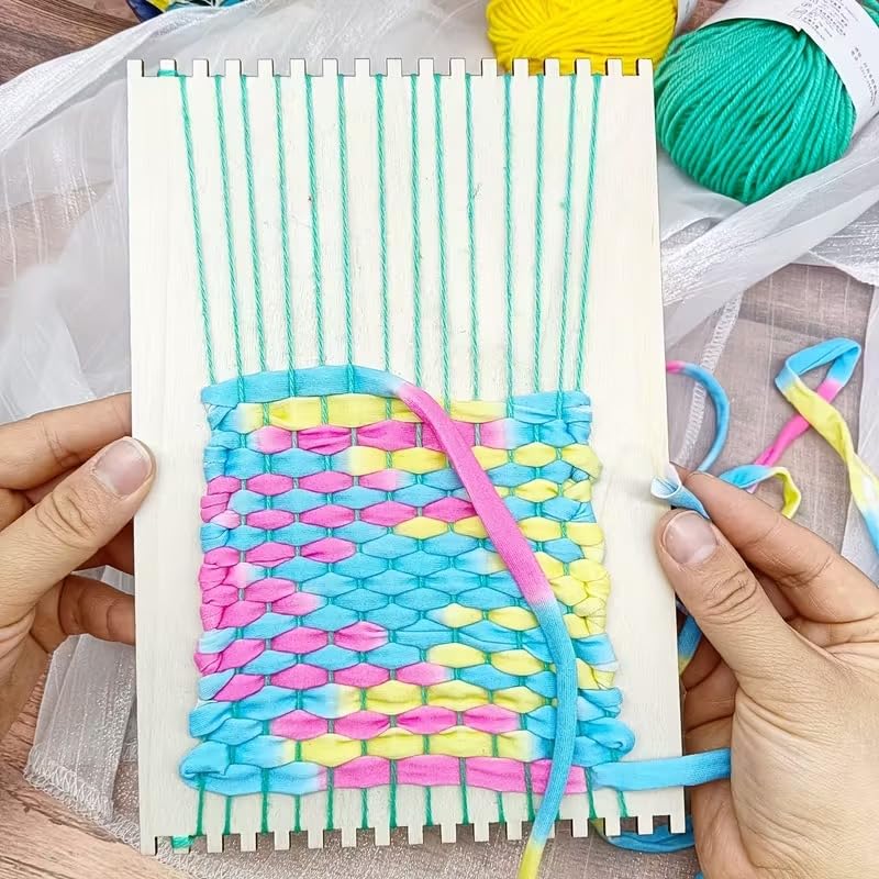 Curious Button 6 PCS Rectangle Wooden Weaving Looms Kit | DIY Art & Craft Loom Board Set for Beginners | Hand Knitting Frame Loom for Yarn, Wool & Fabric Weaving (8.66x5.91 Inch) 3