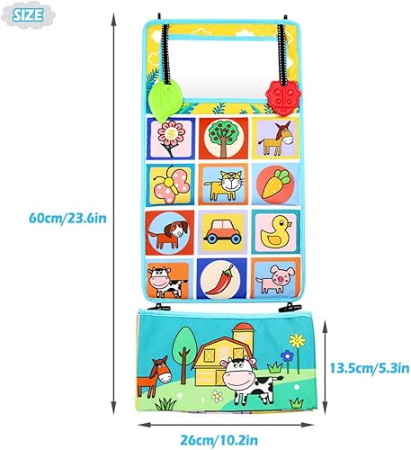 Miniatura 7 de AIPINQI Espejo de suelo para el tiempo de barriga, desarrollo Montessori de alto contraste, juguete sensorial para gatear para recién nacido, espejo