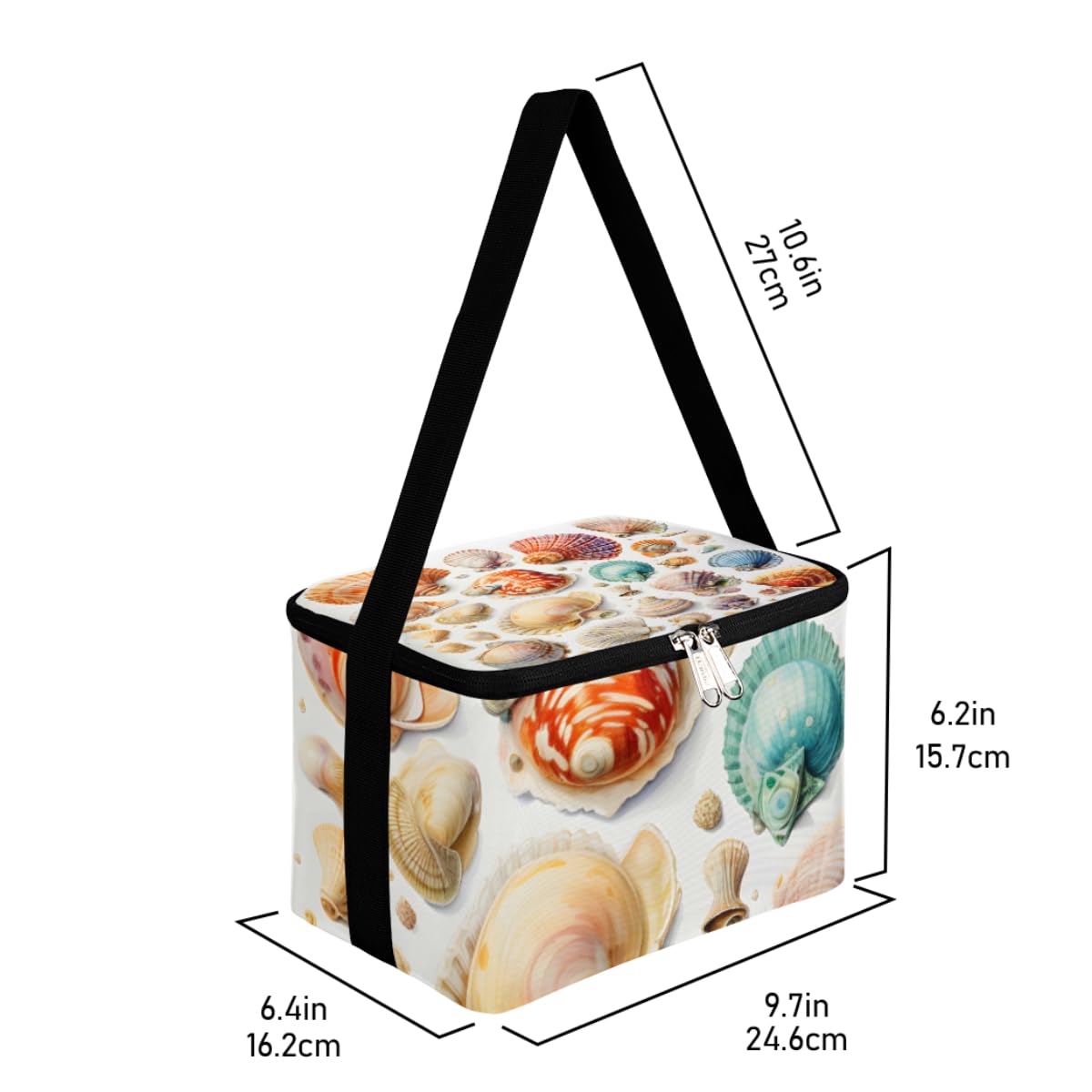 GzLeyigou Lunch Bags for Women Men 9 Cans,Sea Shell Conch Hot & Cold Food Delivery Bag Insulated Grocery Bag Insulated Lunch Box Seashell Cooler Bag for Office Work Picnic Beach