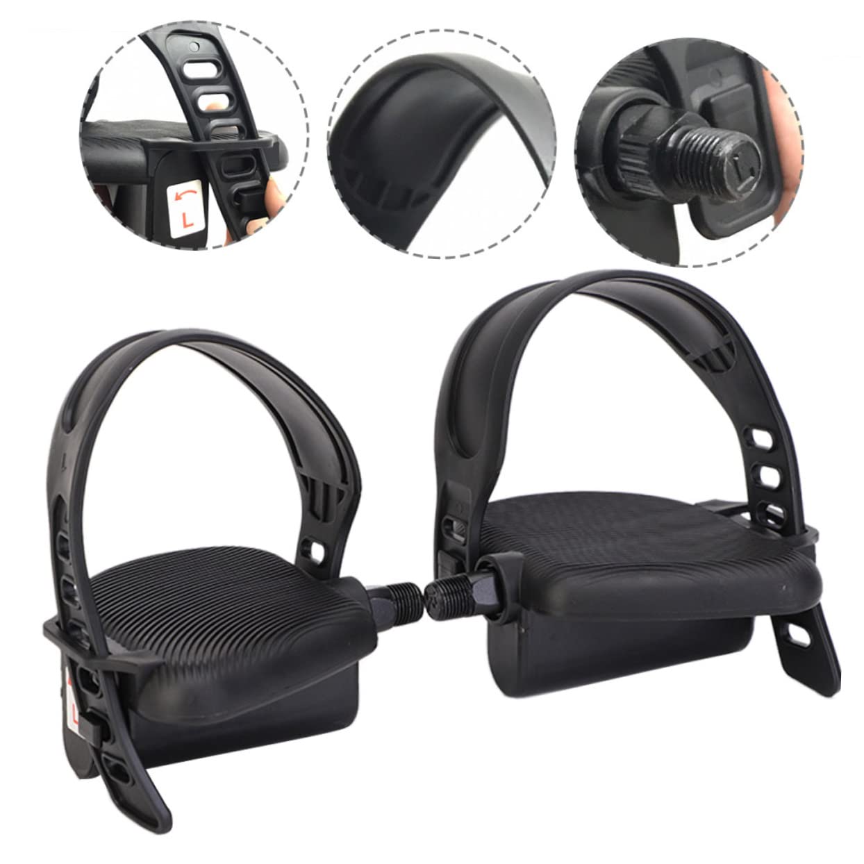 rutschfeste Fahrradpedale aus Gummi und Stahl mit Verstellbaren Riemen für Mountainbikes und Heimtrainer Praktisches Fitness Zubehör für Outdoor Einsatz