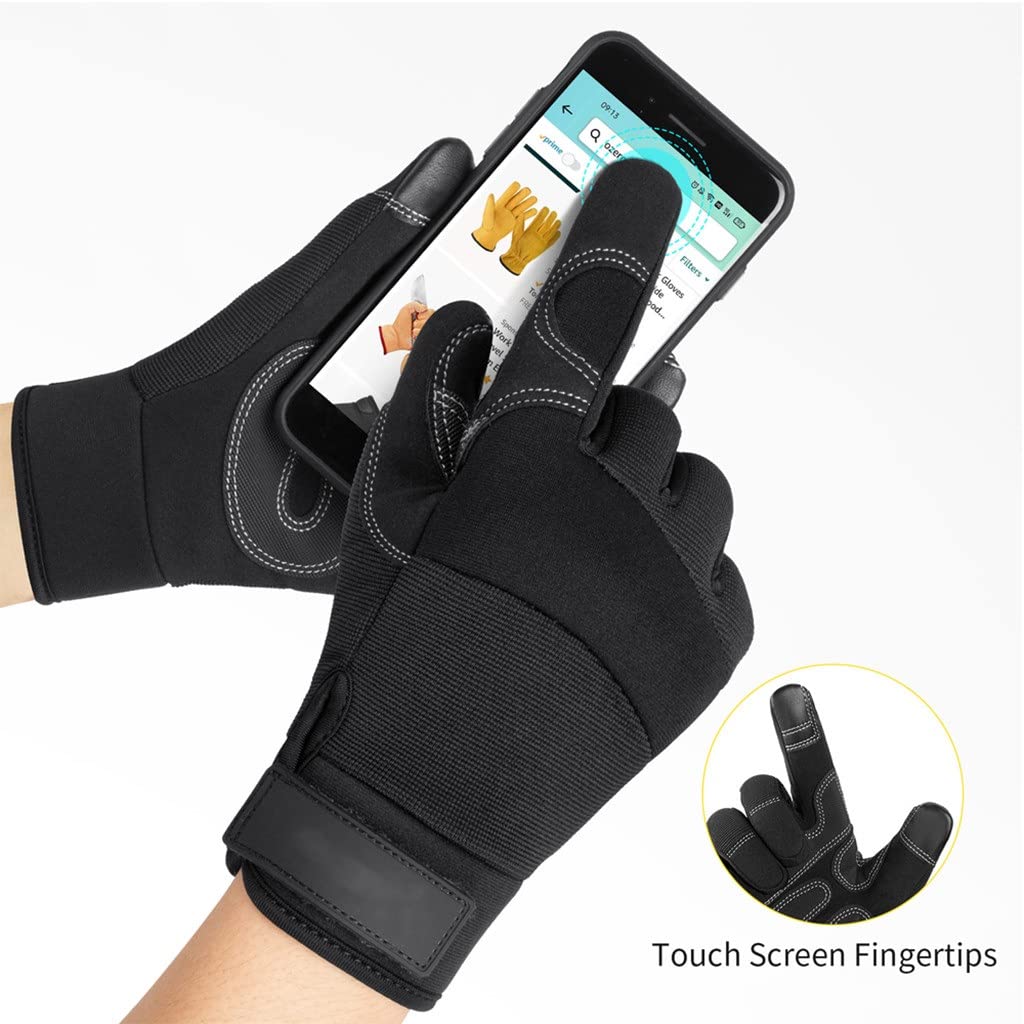 Garden Work Gloves Mechanical Unisex Gardening Glove Working Welding Safety Protective Sports(A,L)