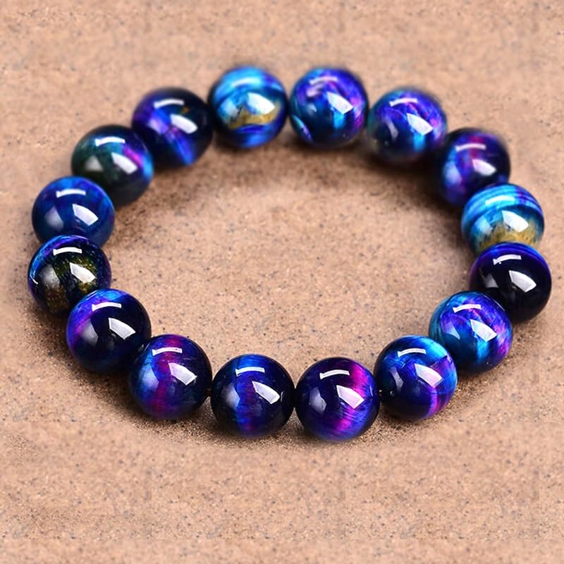 YOPI Bracciale con pietra occhio di tigre cielo stellato - Gioielli in stile nazionale blu for uomo e donna