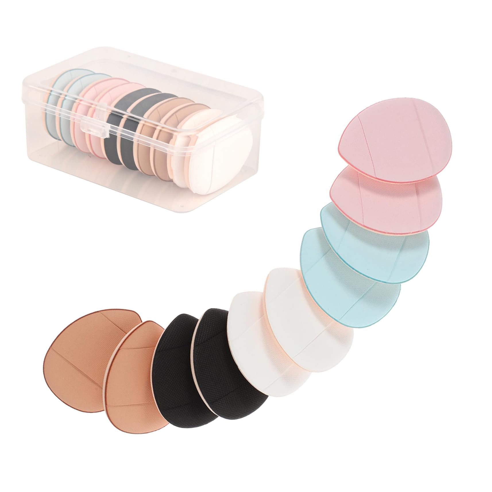 Finger Puff, 10 Pcs Mini Makeup Puff,Suitable For Foundation, Concealer, Eye Shadow,Beauty Makeup Tools，Reusable Loose Powder Puffs with Small Case for Women&Girls and Makeup Setting