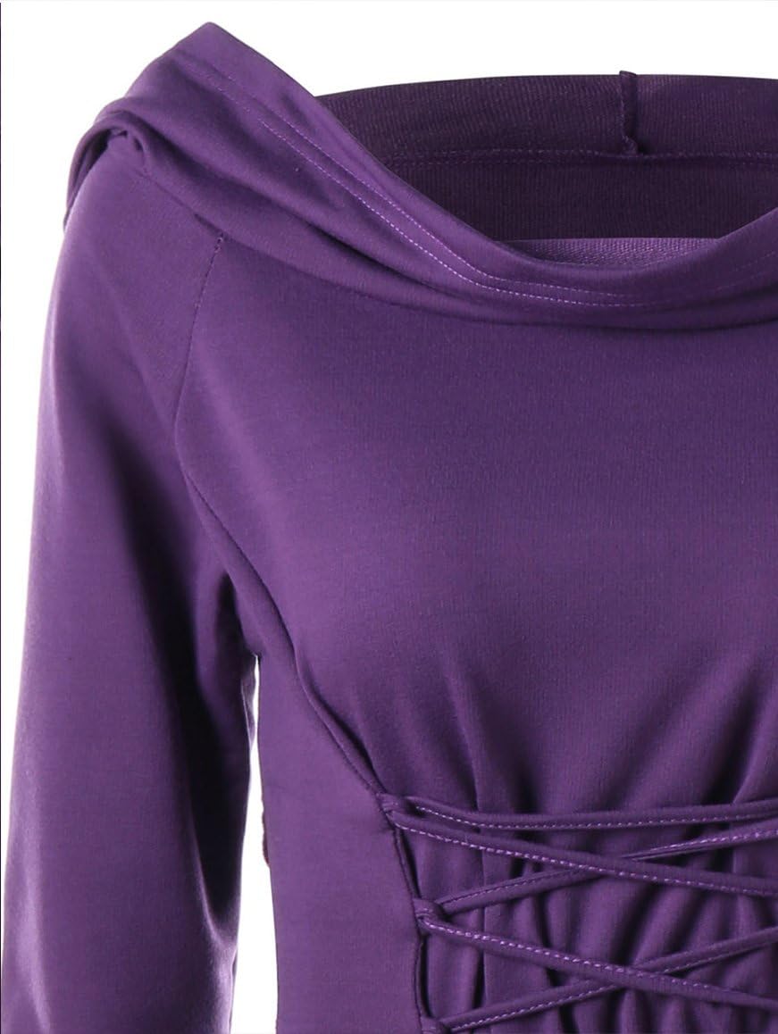 Womens Renaissance Costumes Hooded Robe Lace Up Vintage Pullover High Low Long Hoodie Dress - Image 7