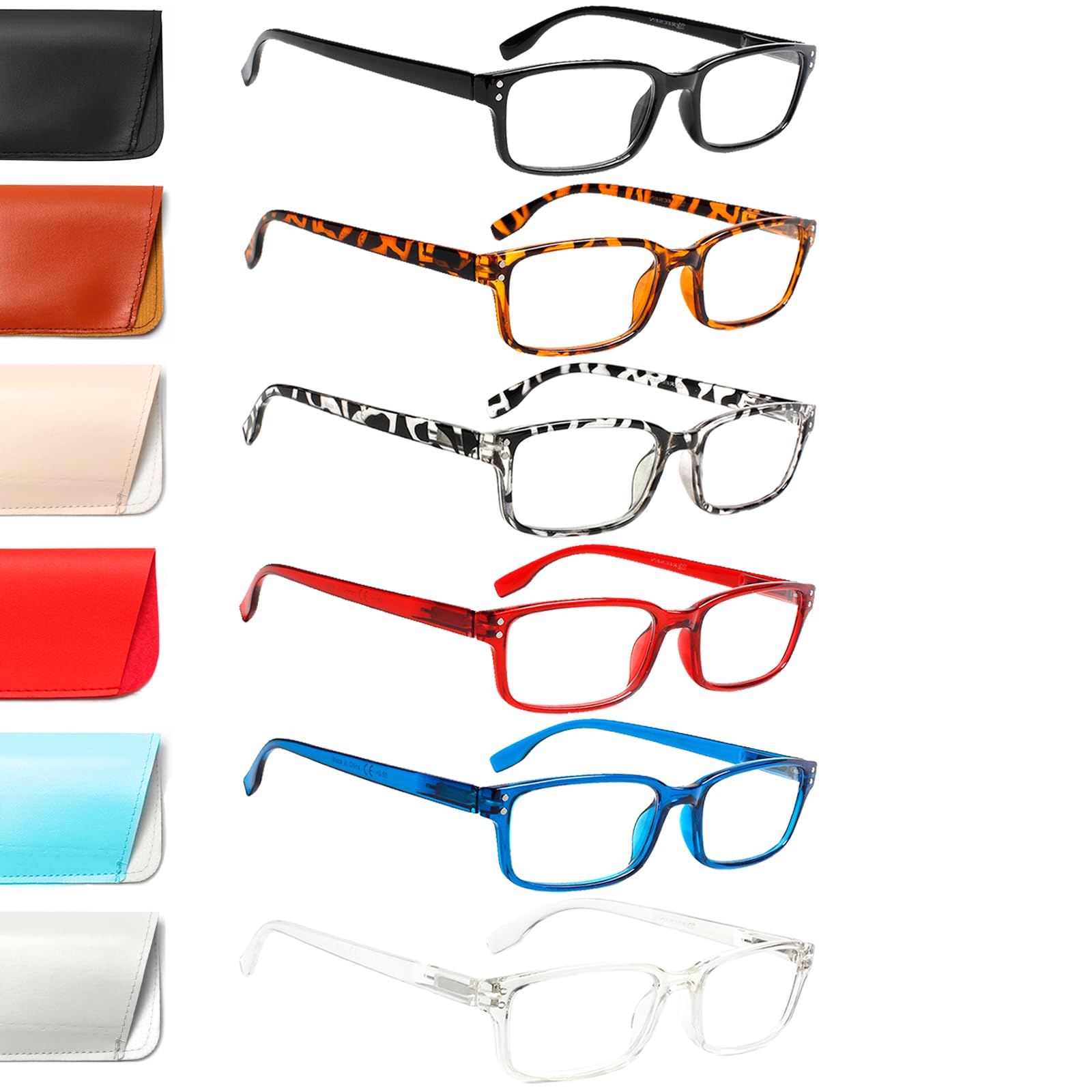 Kerecsen 6-Pack Reading Glasses Blue Light Blocking,Spring Hinge Readers for Men Women,Computer Eyeglasses