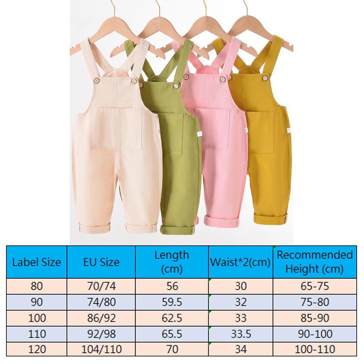 Baby jungen Mädchen Latzhosen Overalls Baumwolle Gr. 74/80/86, 2er Kleinkinder Latzhosen mit Tasche Gr. 92/98 Freizeithosen mit Hosenträger Frühling Herbst Kinderhose 104/110