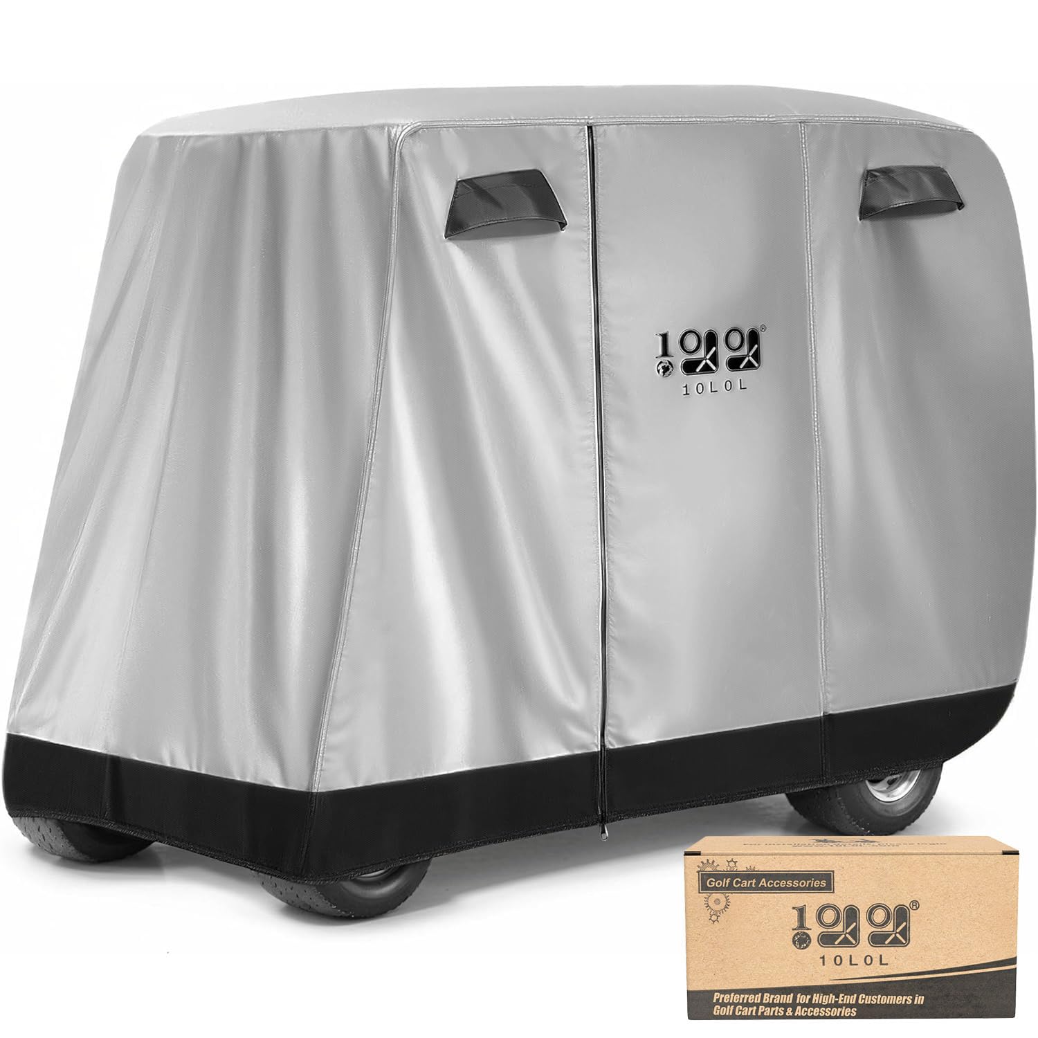 10L0L Copertura per carrello da golf per 2-4 passeggeri, impermeabile, resistente al sole per Yamaha EZGO Club Car, 284,5 cm L x 121,9 cm W x 185,4 cm H, adatta a tetto completo fino a 203,2 cm