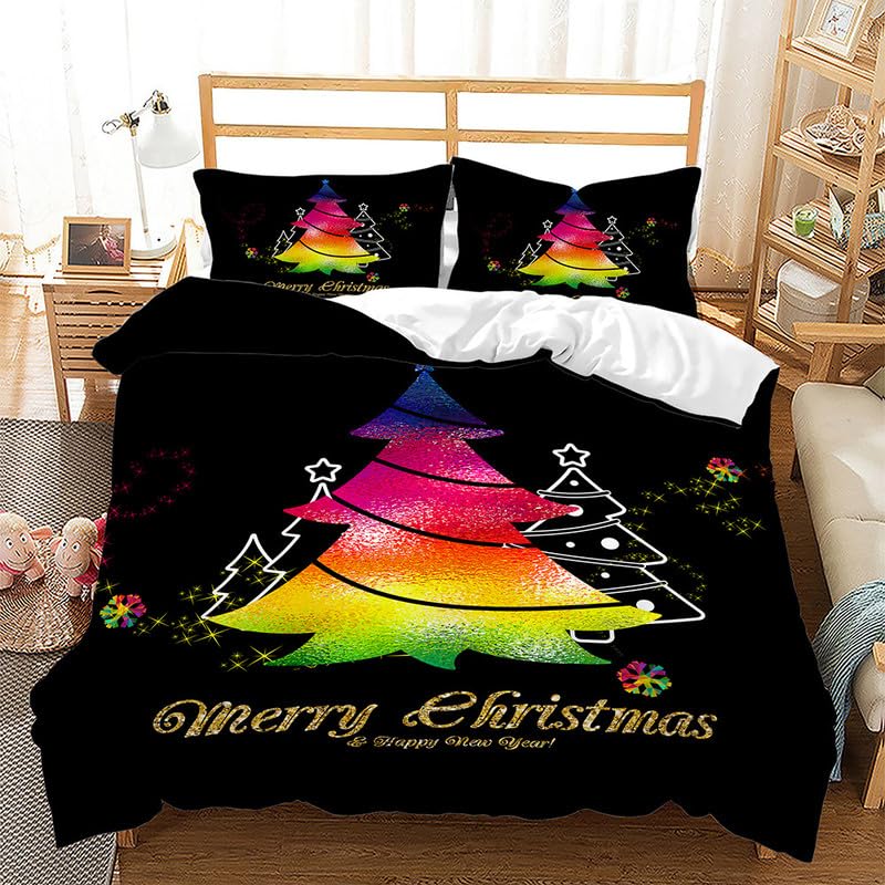 Parure de lit 220x240 sapin de Noël en microfibre 110g/㎡ pour un confort premium et durable