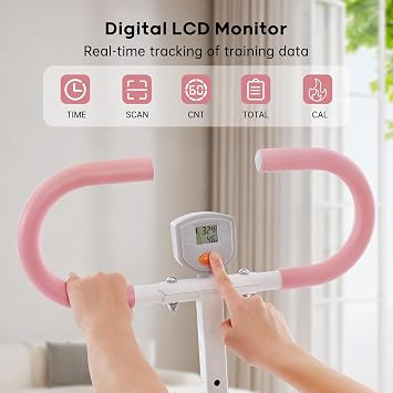 HitGo Folding Squat Machine for Women, Glutes and Abs Core Trainer | All-in-One Low Impact Abs Glute Machine, Home Workout Equipment with Real-Time Feedback, Adjustable Resistance, Seat, Pink