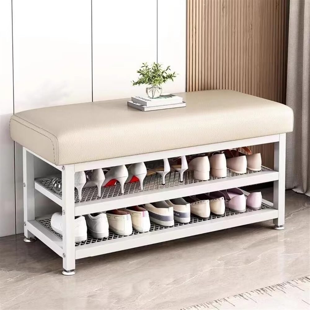 Banc à chaussures avec assise meuble rangement chaussures entrée métal