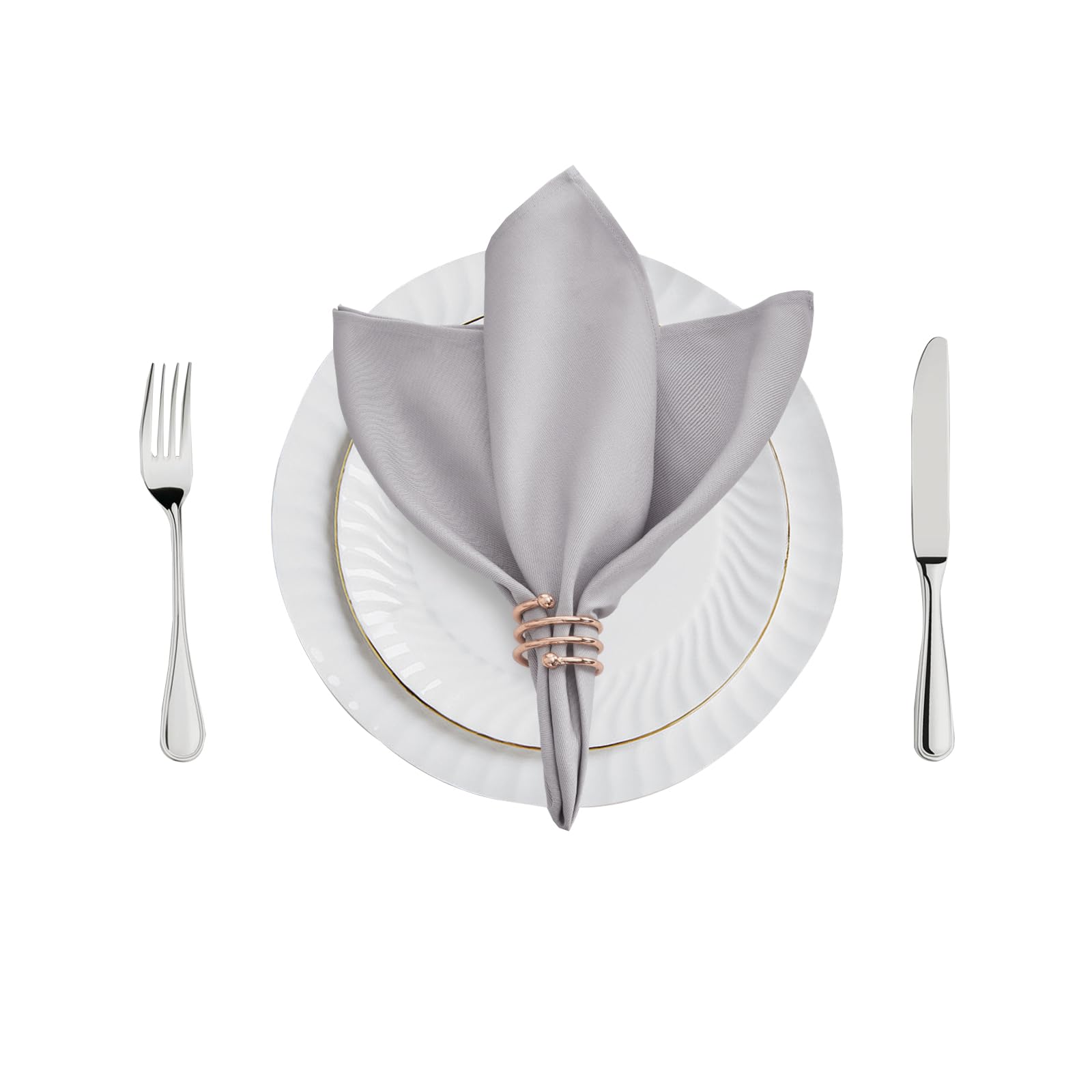 Servilletas de Algodón 50 * 50cm 12pcs/6pcs Suave Absorbente Lavable Servilletas de Tela para Cena Hotel Restaurante Fiestas Gris